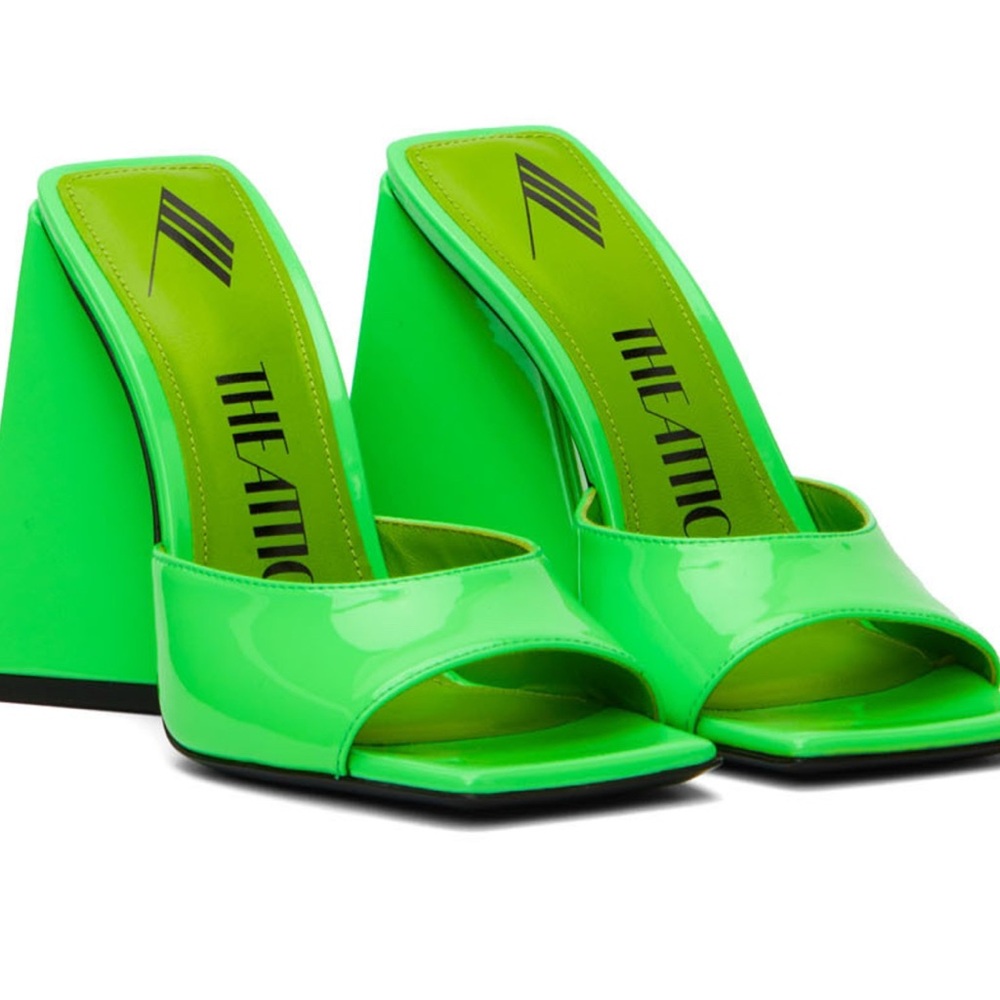 The Attico Green Chunky Heeled Mules